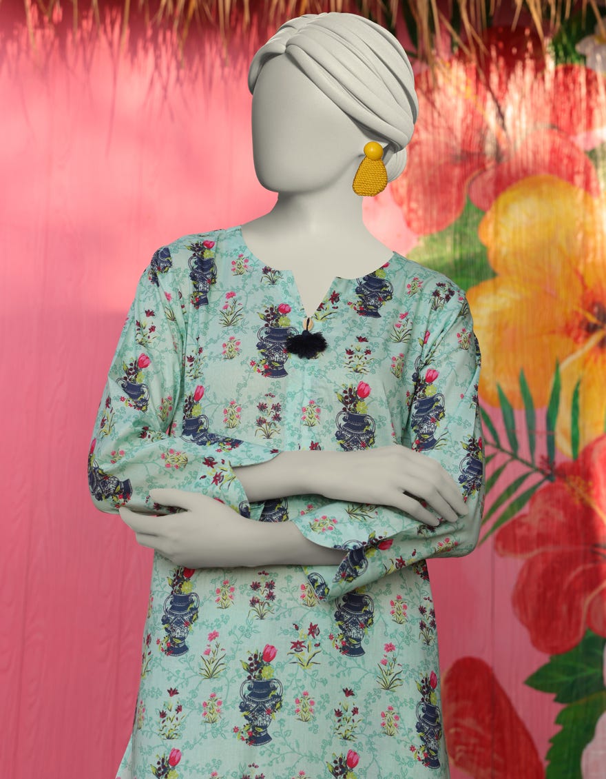 MULTICOLOR LAWN PRINTED KURTI