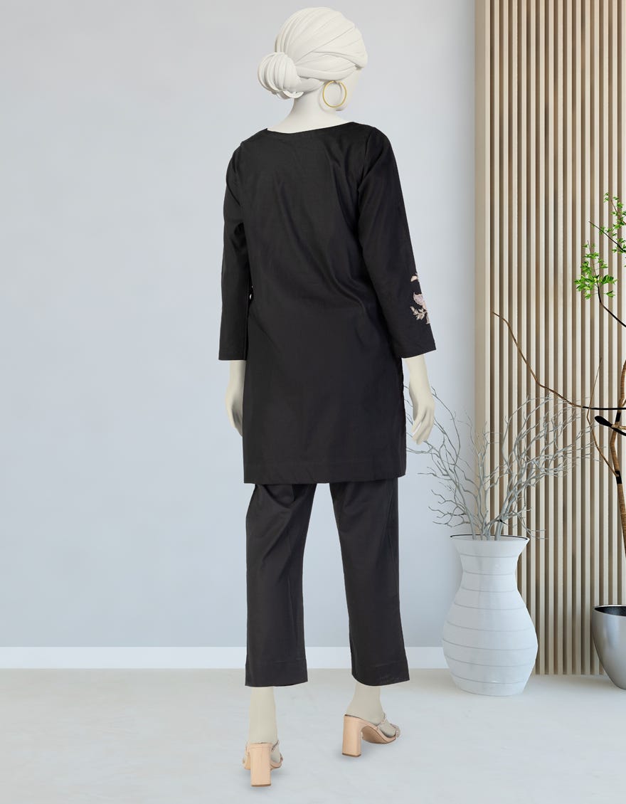 BLACK LAWN EMBROIDERED KURTI
