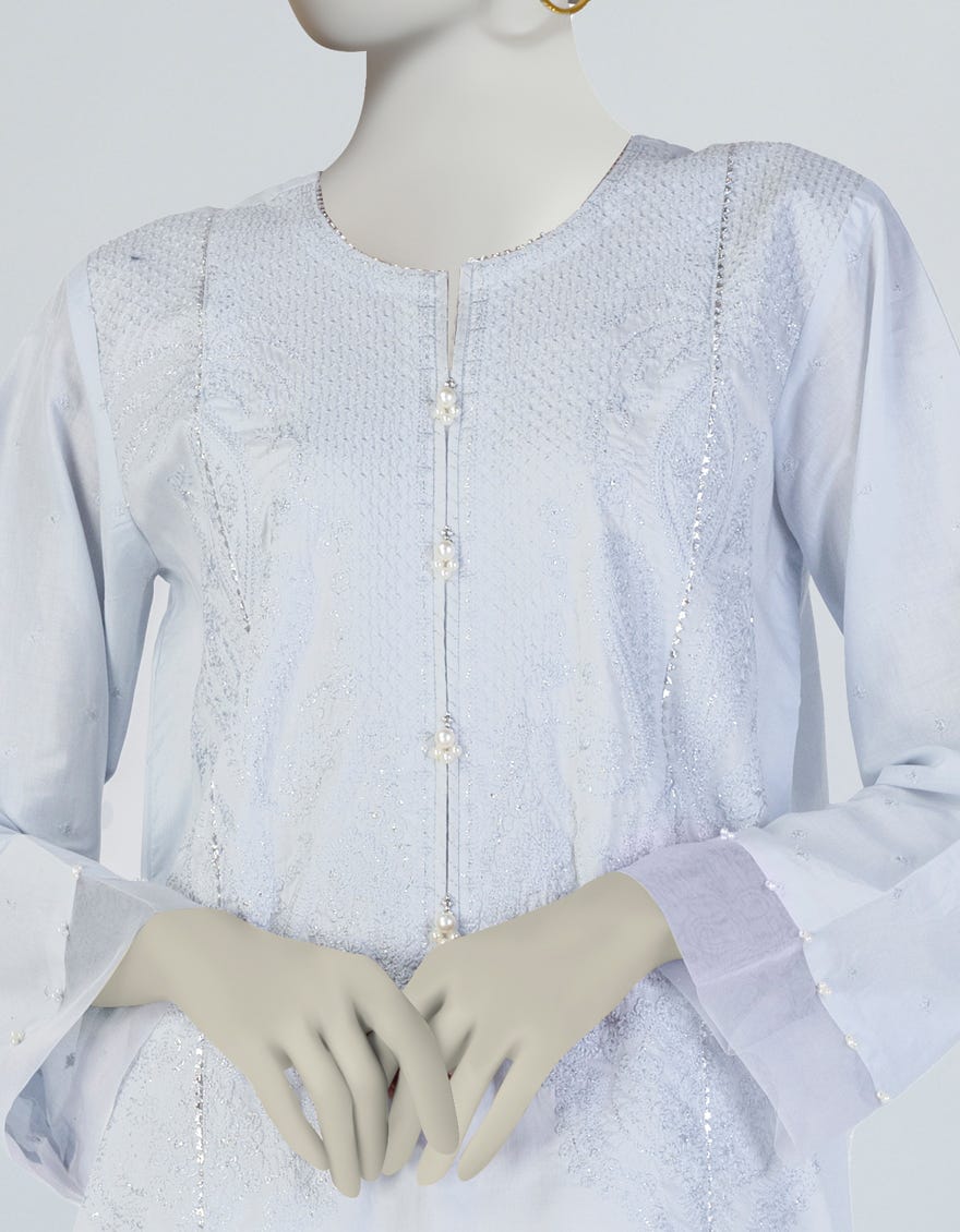 BLUE LAWN EMBROIDERED KURTI