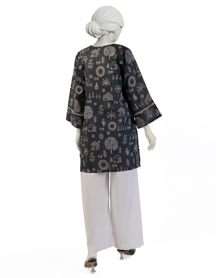 BLACK LAWN PRINTED KURTI