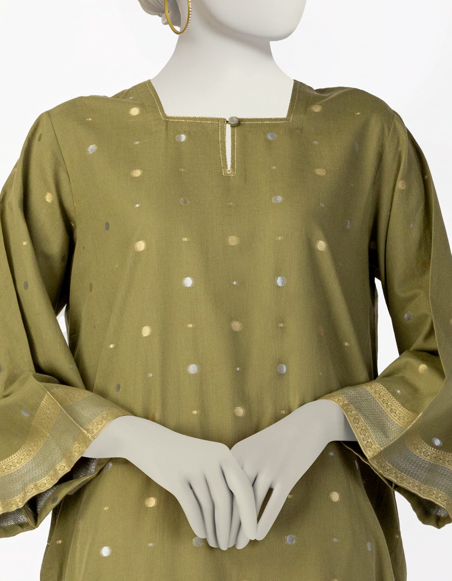 GREEN DYED JACQUARD KURTI