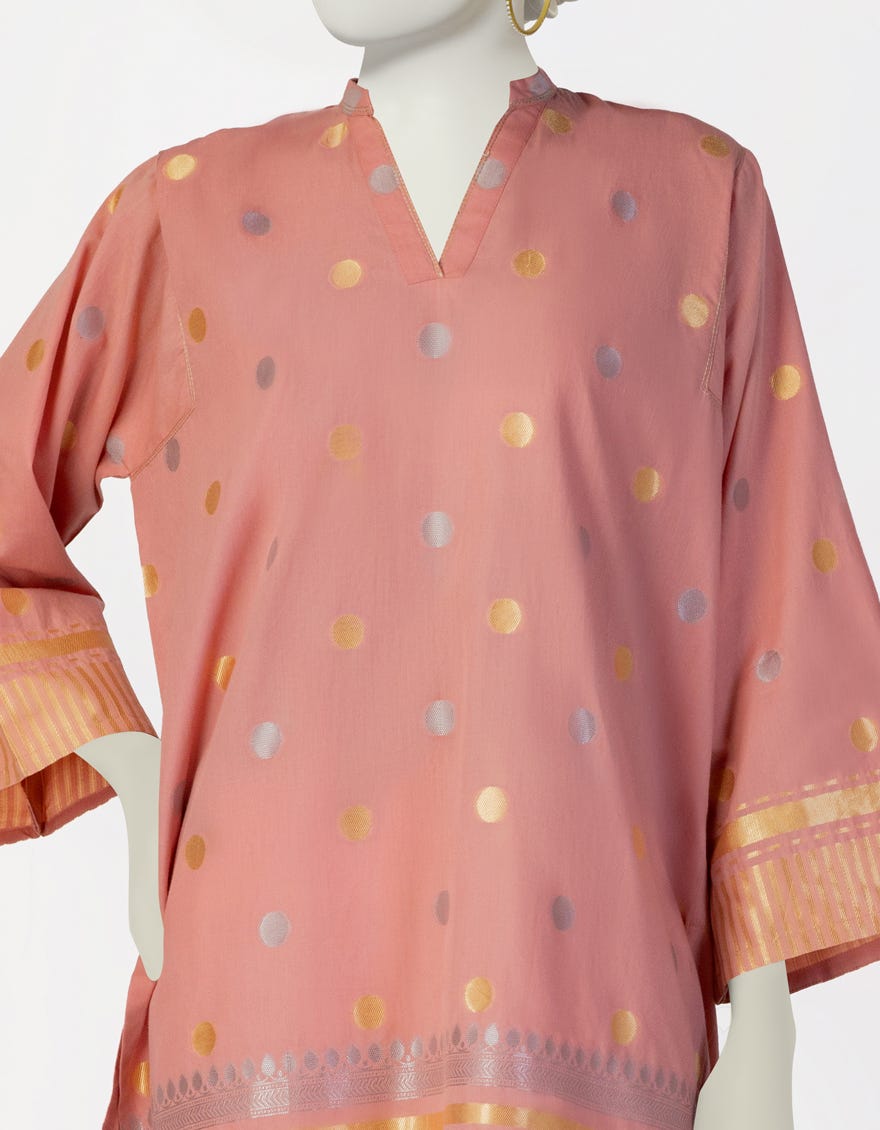 PINK DYED JACQUARD KURTI