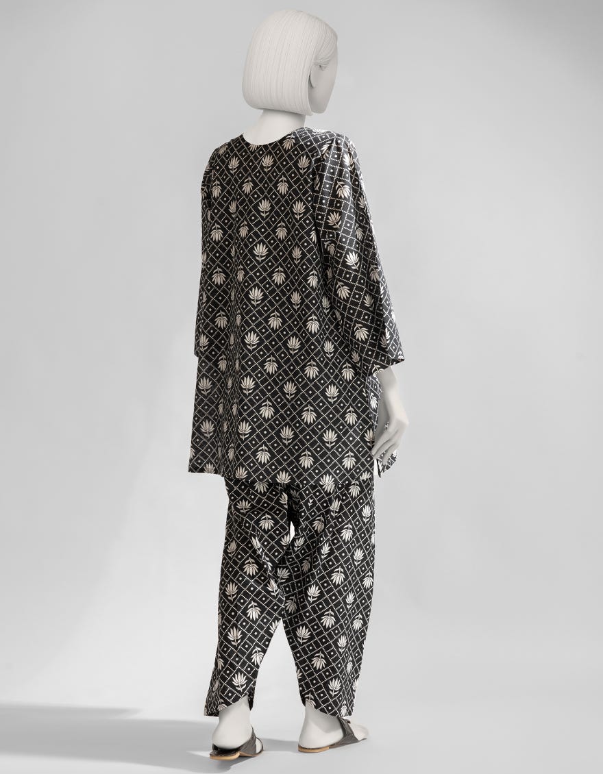 BLACK LAWN PRINTED KURTI