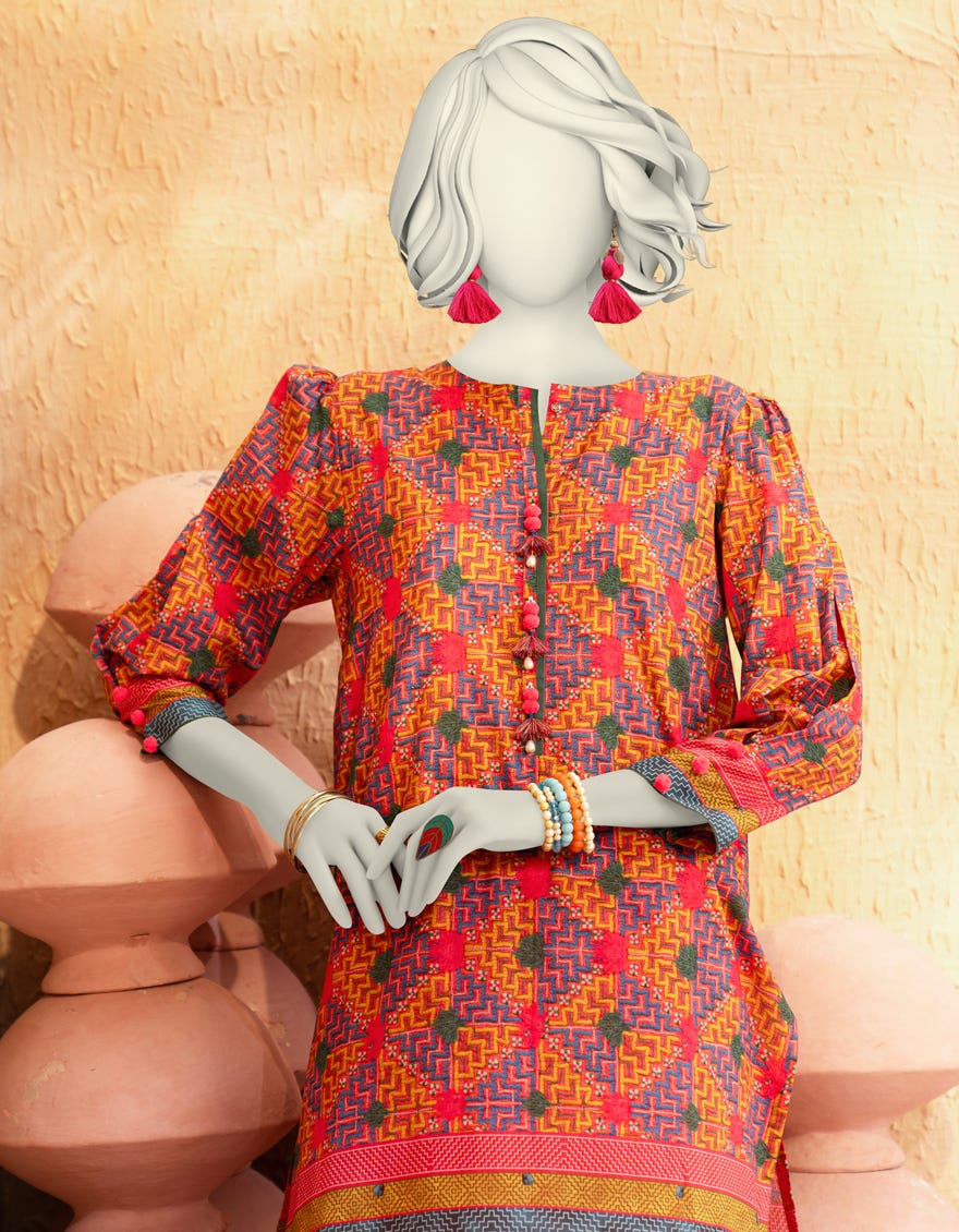 MULTICOLOR LAWN PRINTED UNSTITCHED 2PC