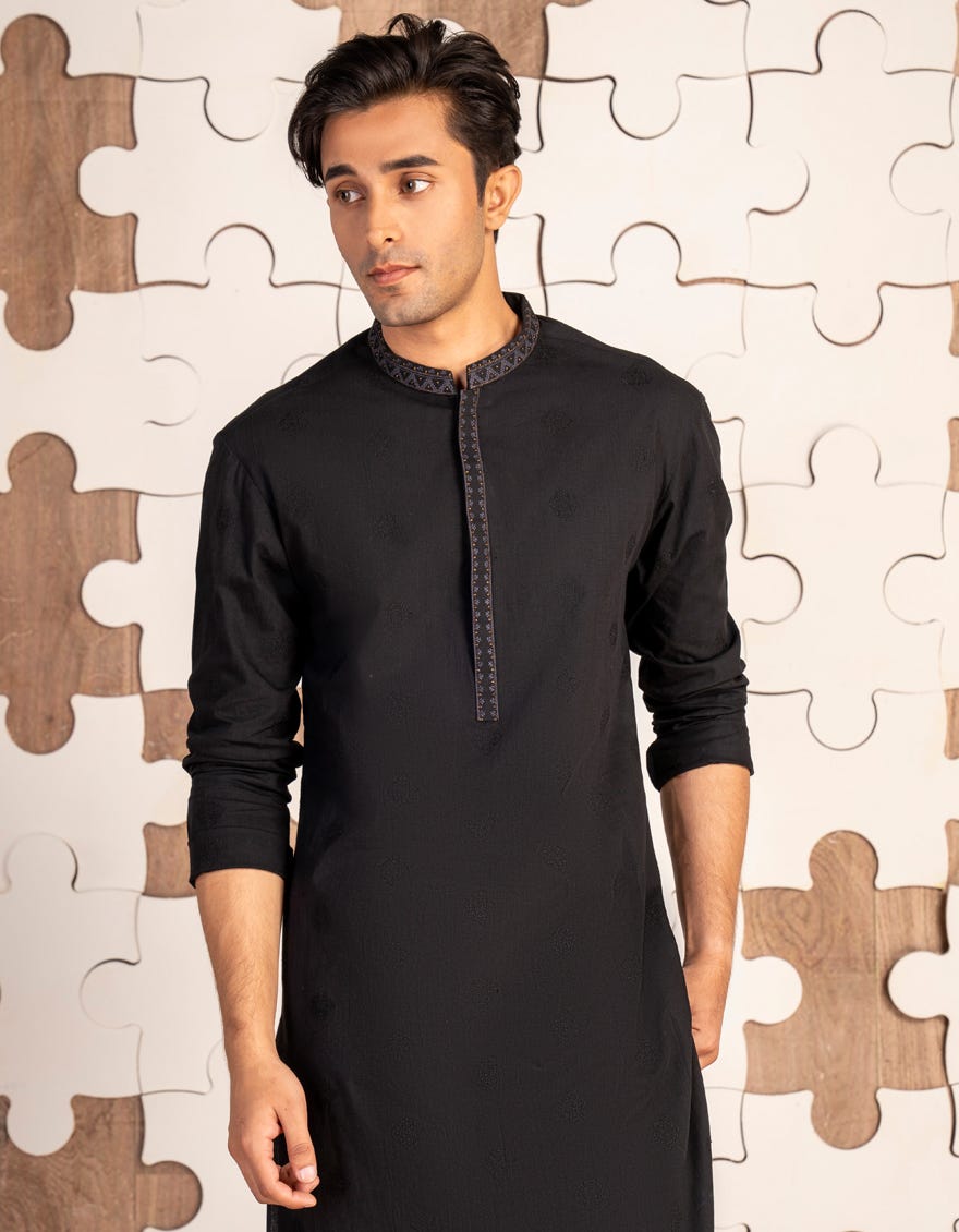 BLACK COTTON KURTA