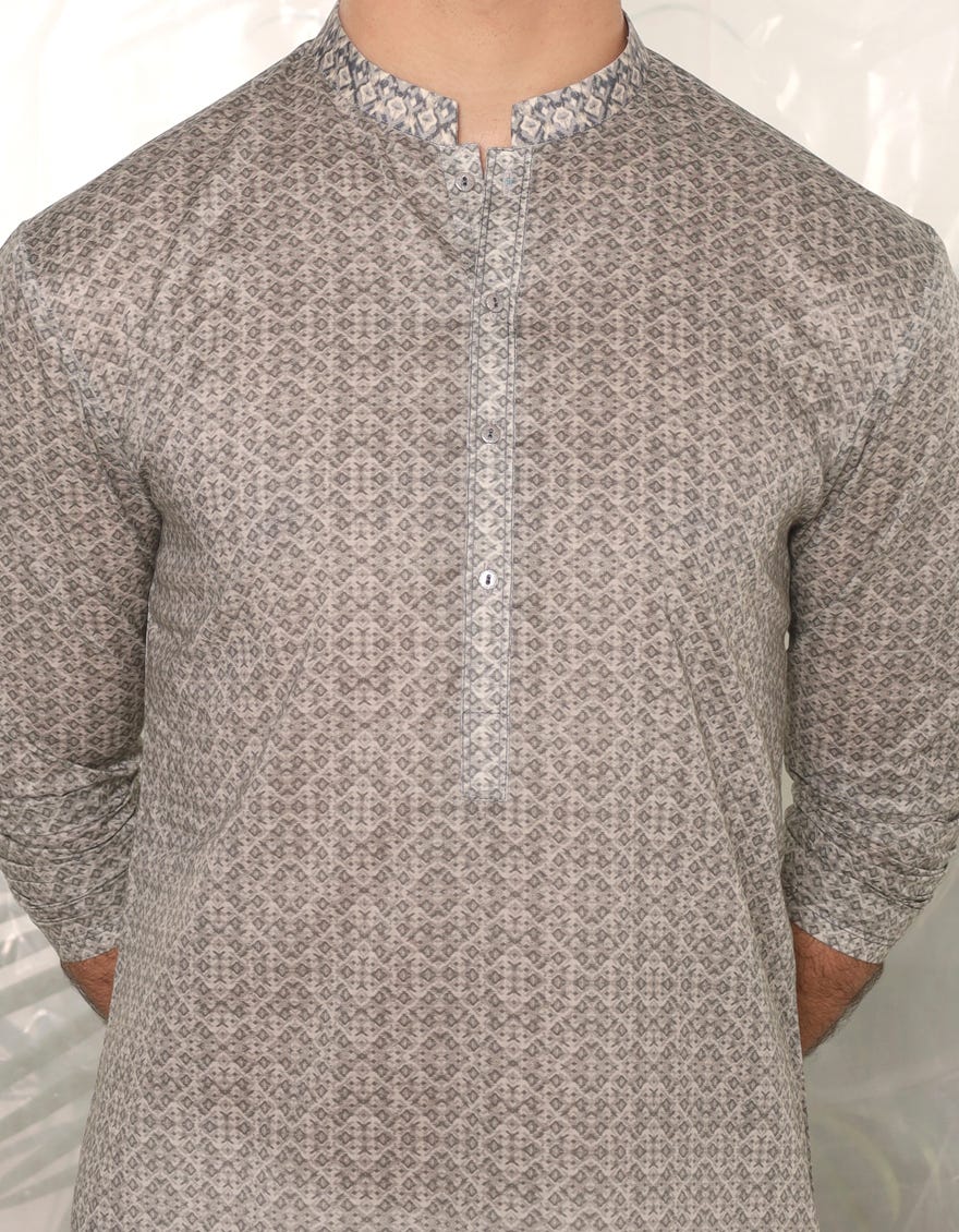 Greyish Green Cotton Teen Boy's Kurta | Jtk-S-90456