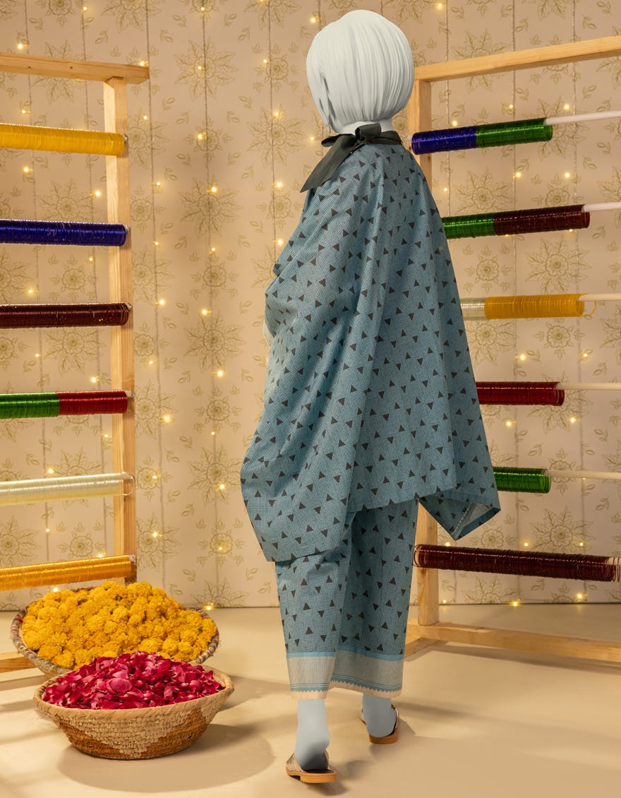 BLUE LAWN PRINTED KURTI