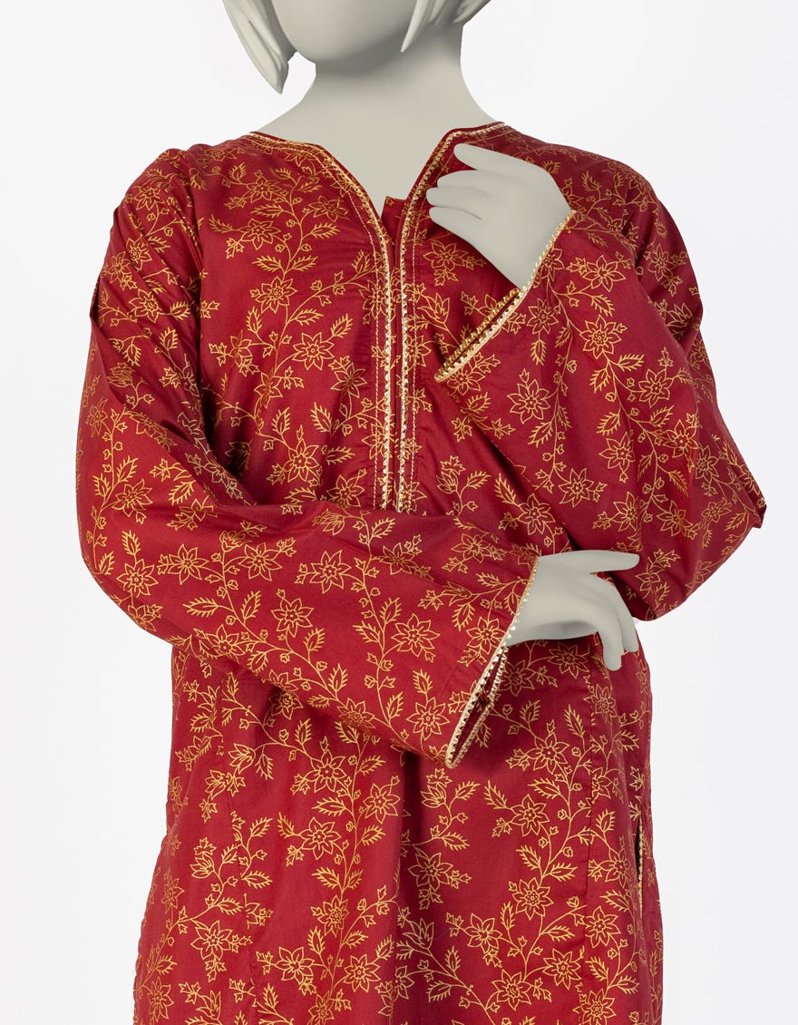 MAROON LAWN PASTE PRINTED 2PC STITCHED