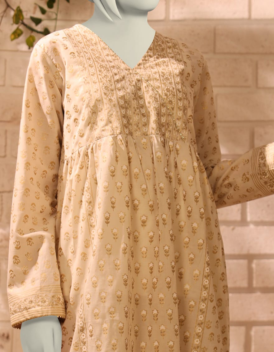 BEIGE LAWN DYED 2PC STITCHED