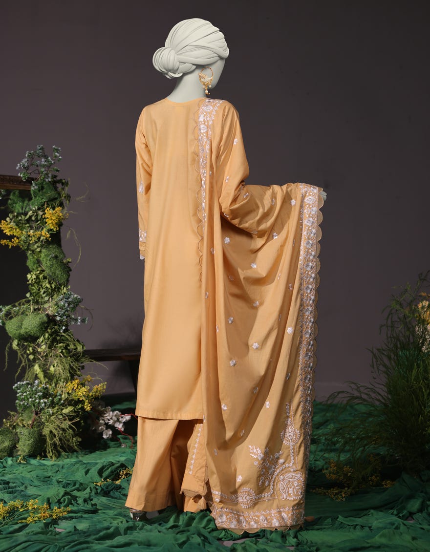 BEIGE CAMBRIC EMBROIDERED 3PC STITCHED