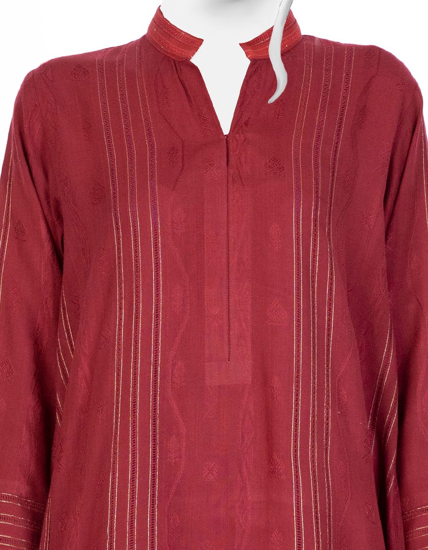 MAROON JACQUARD 2PC STITCHED | JJPW-W-JW2-22-2017