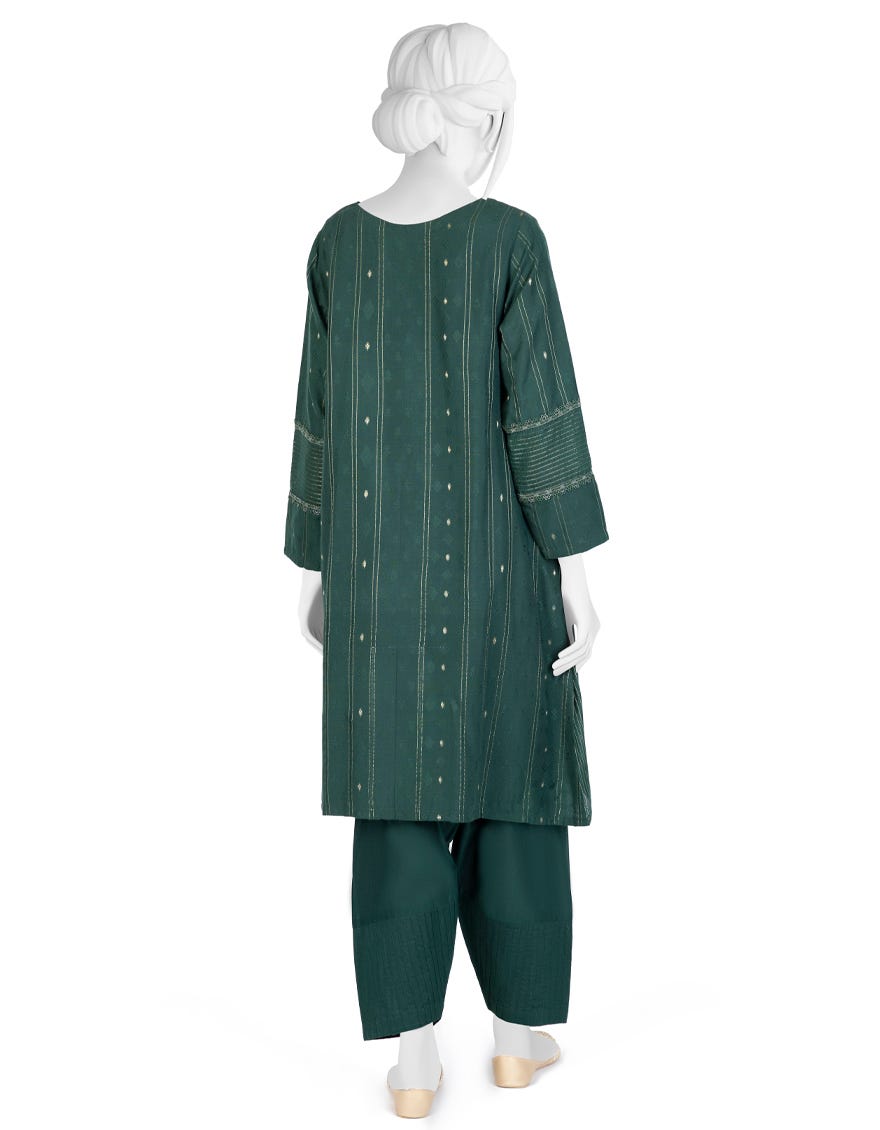 GREEN JACQUARD 2PC STITCHED | JJPW-W-JW2-22-2018