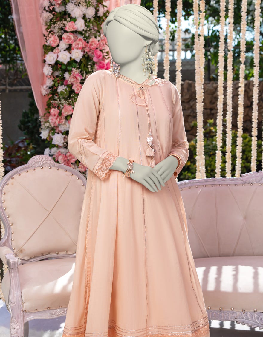 BEIGE ORGANZA DYED 2PC STITCHED