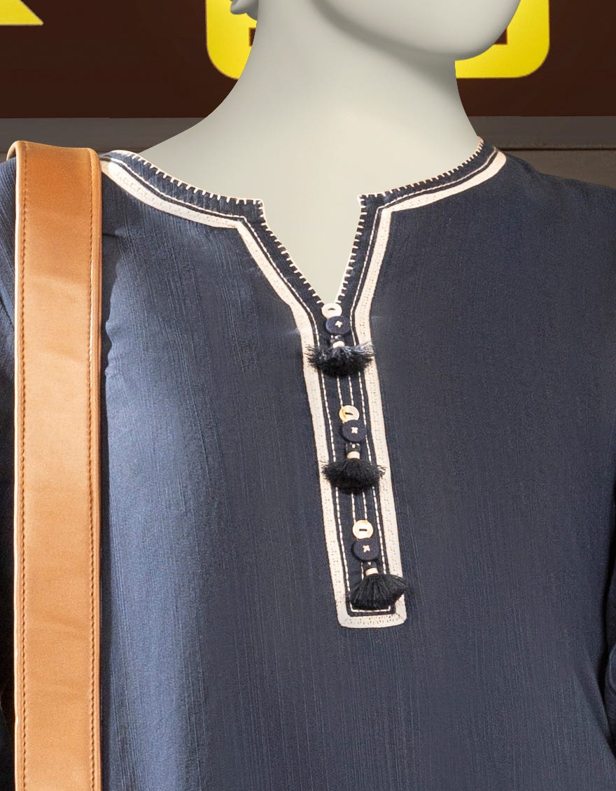 BLUE KHADDAR DYED 2PC STITCHED