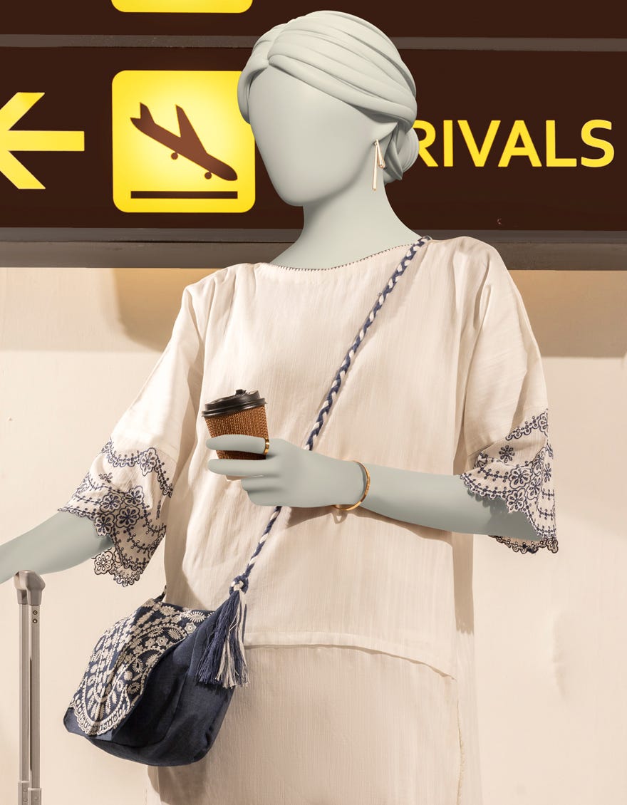 WHITE KHADDAR DYED 2PC STITCHED