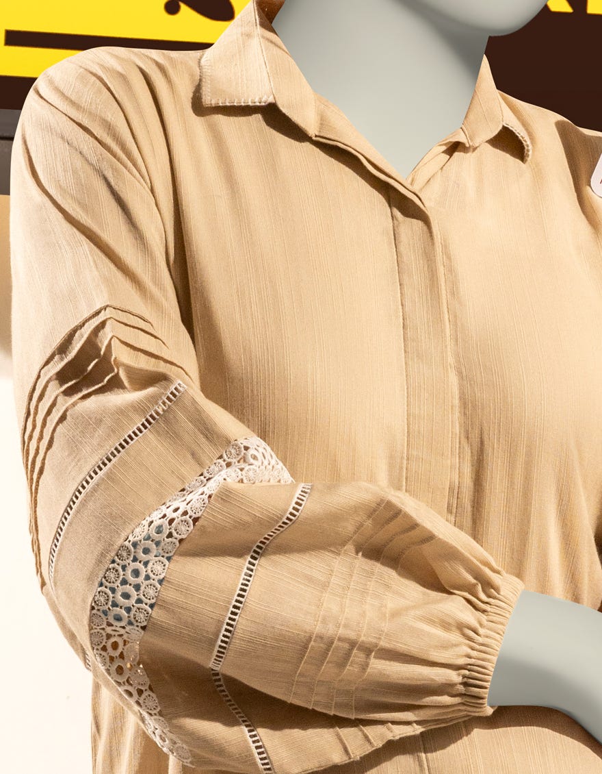 BEIGE KHADDAR DYED 2PC STITCHED