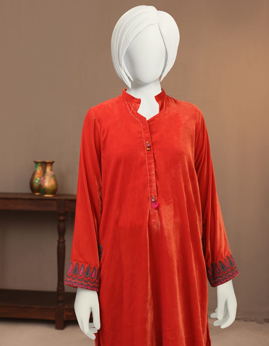 ORANGE VELVET TEENS 2PC | JYGK-W-JWT-22-3216