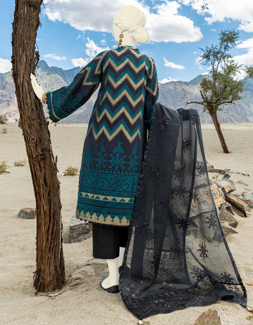 Black Unstitched 3 Piece Dress | Jjls-W-Jwu-23-1825