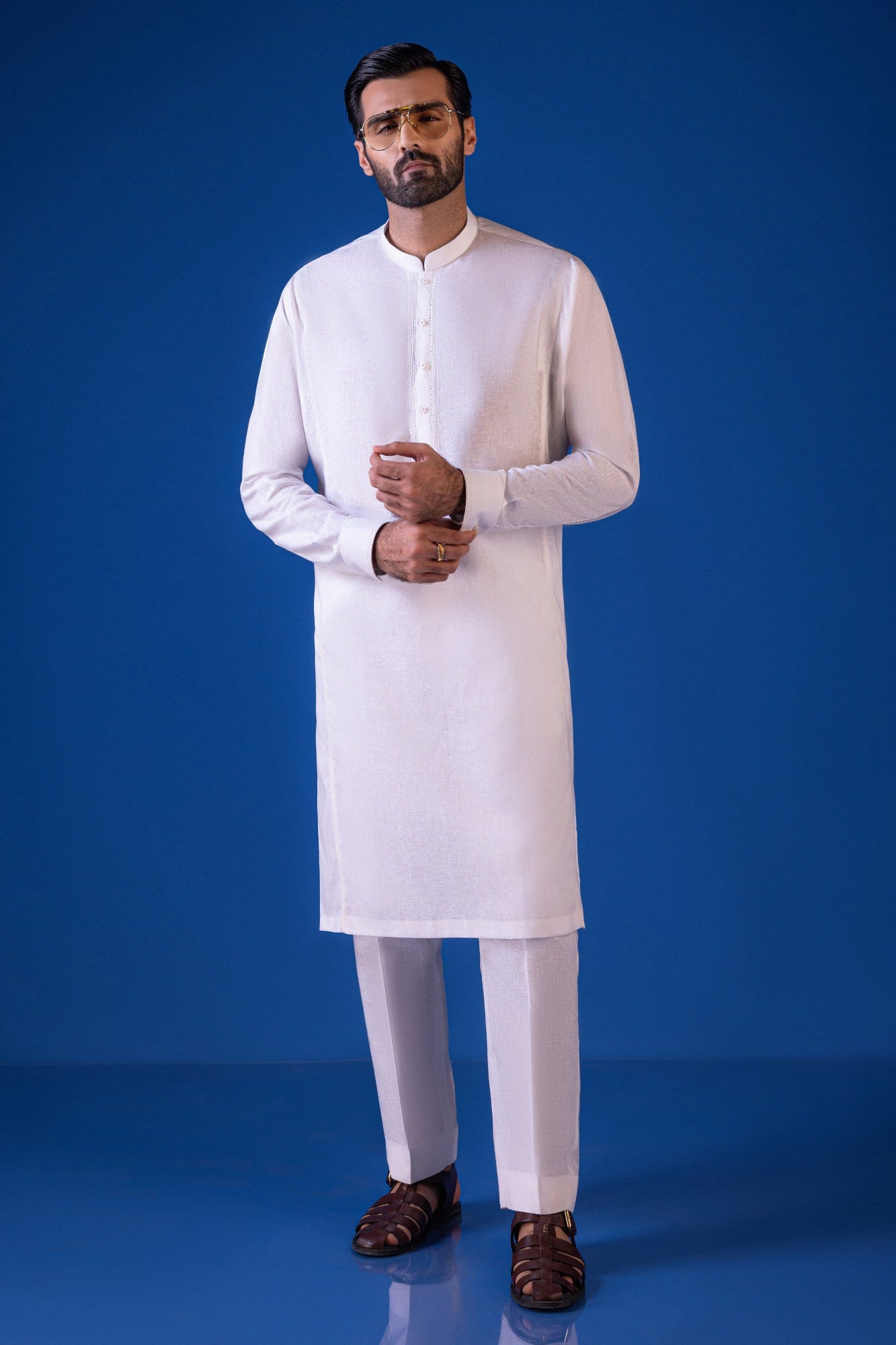 MESSINA - WHITE BLENDED KURTA TROUSER