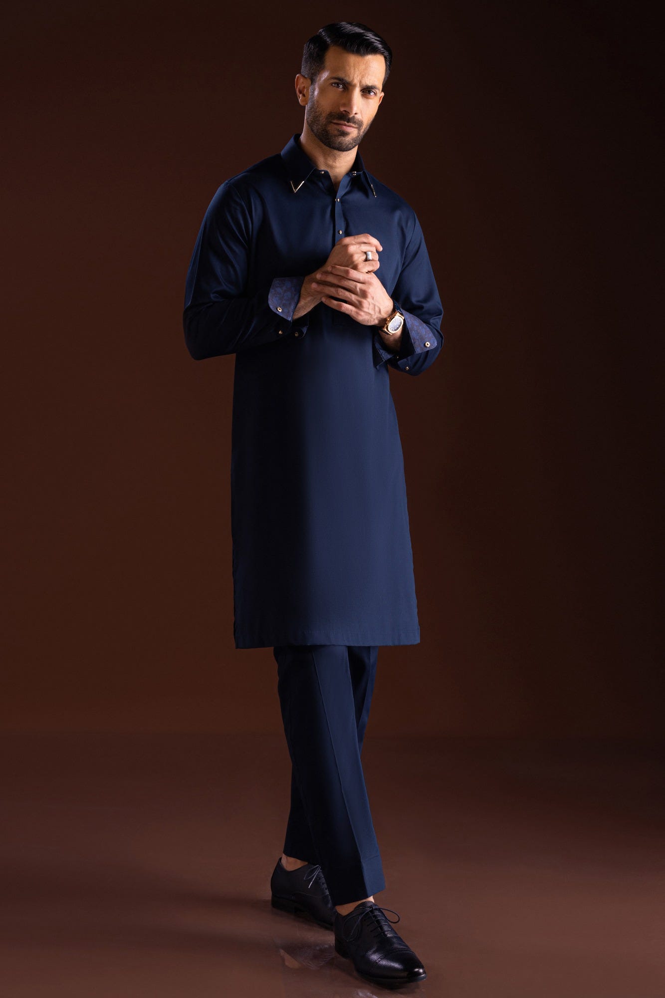 San Marino - Navy Blue Cotton Kurta Trouser