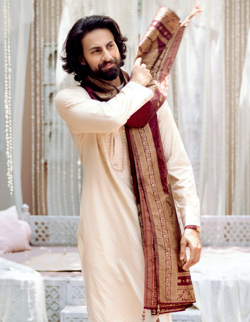 Maroon Blended Men Shawl | Jjid-Shawl-9316