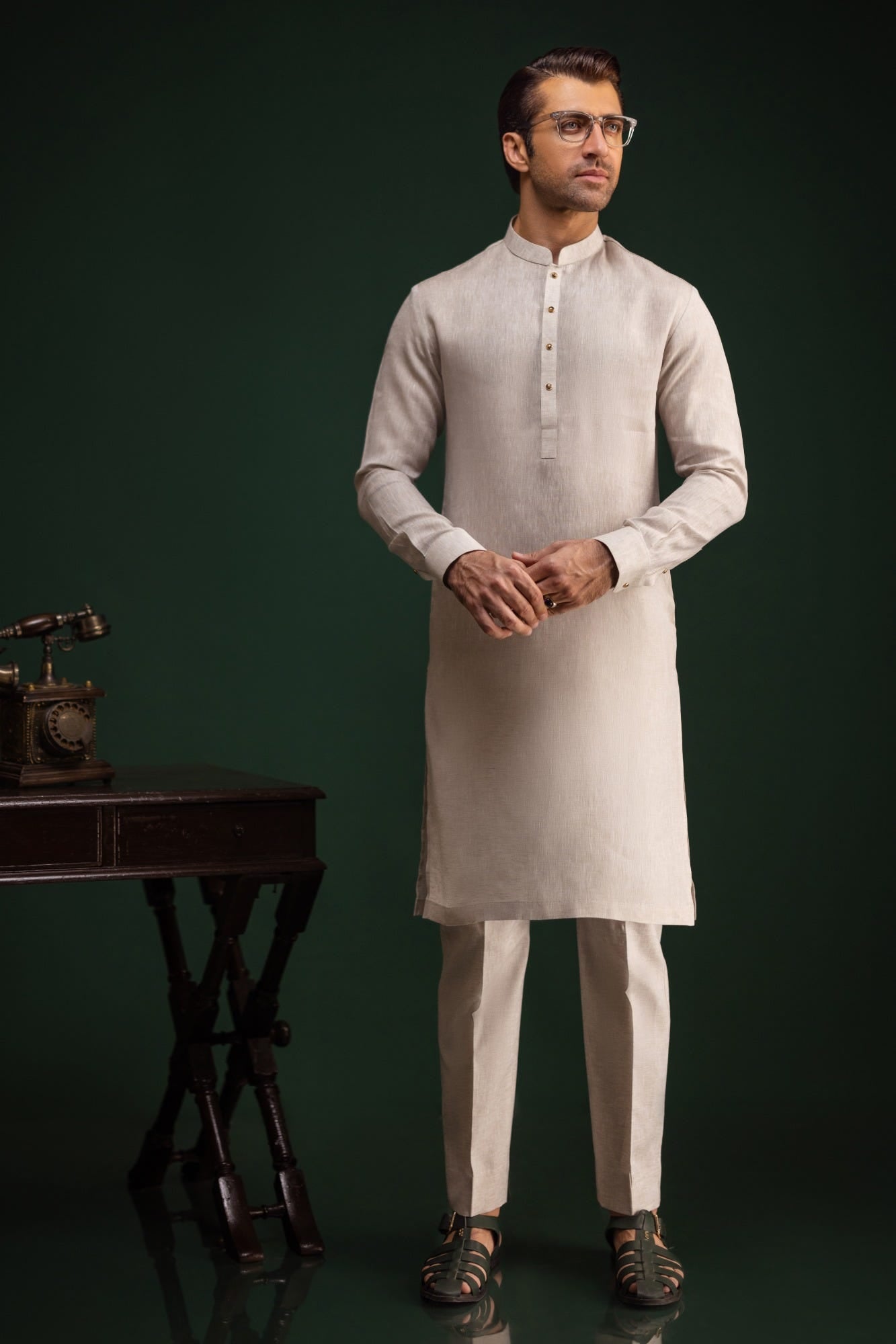Washington - Light Olive Linen Kurta Trouser