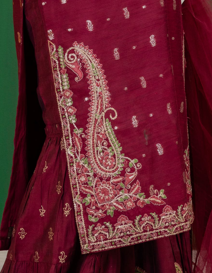 Maroon Jacquard Stitched 3 Piece | Jygk-S-Ygtl-608-24