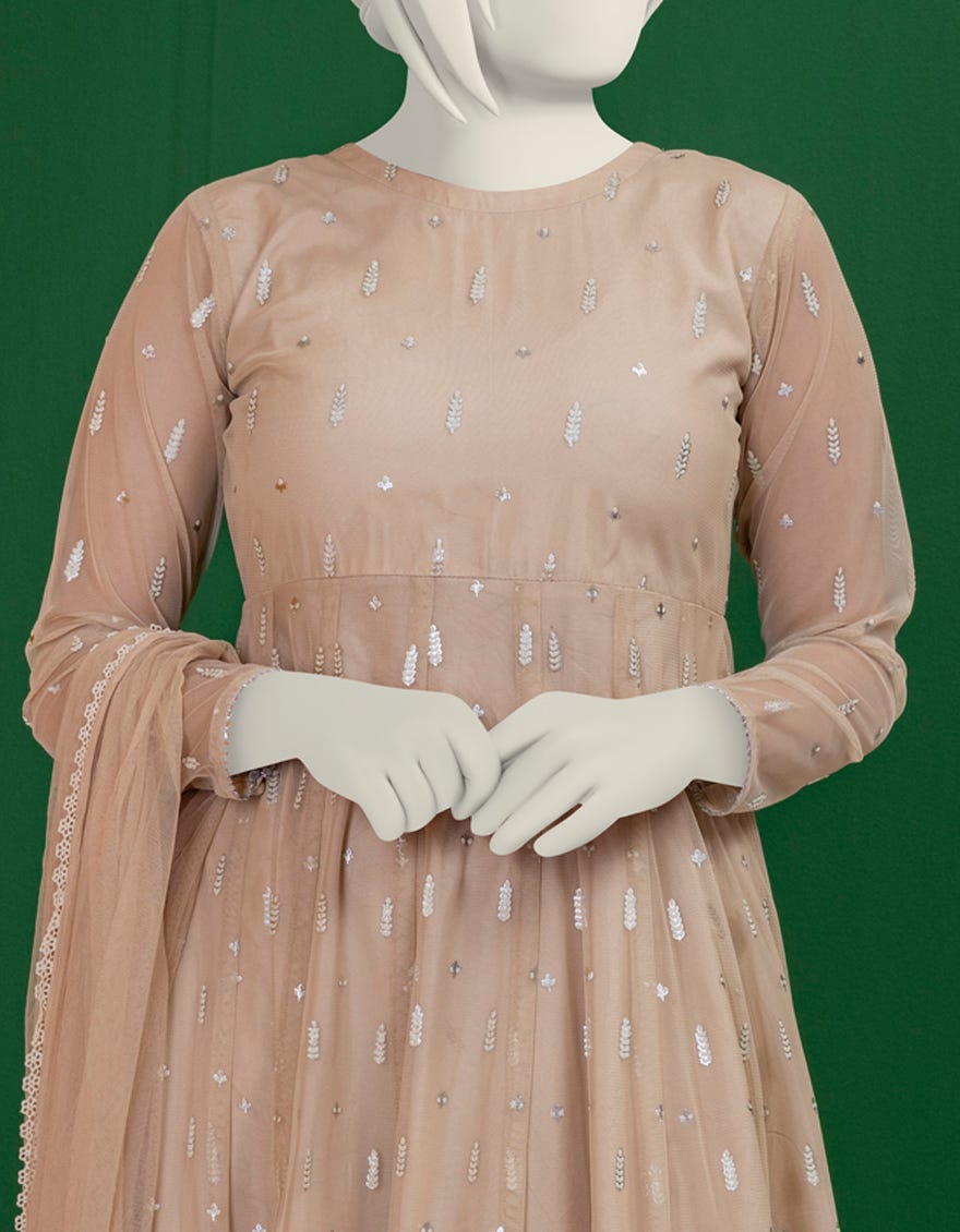 Beige Polynet Stitched 3 Piece | Jgk-S-Ygtl-611-24