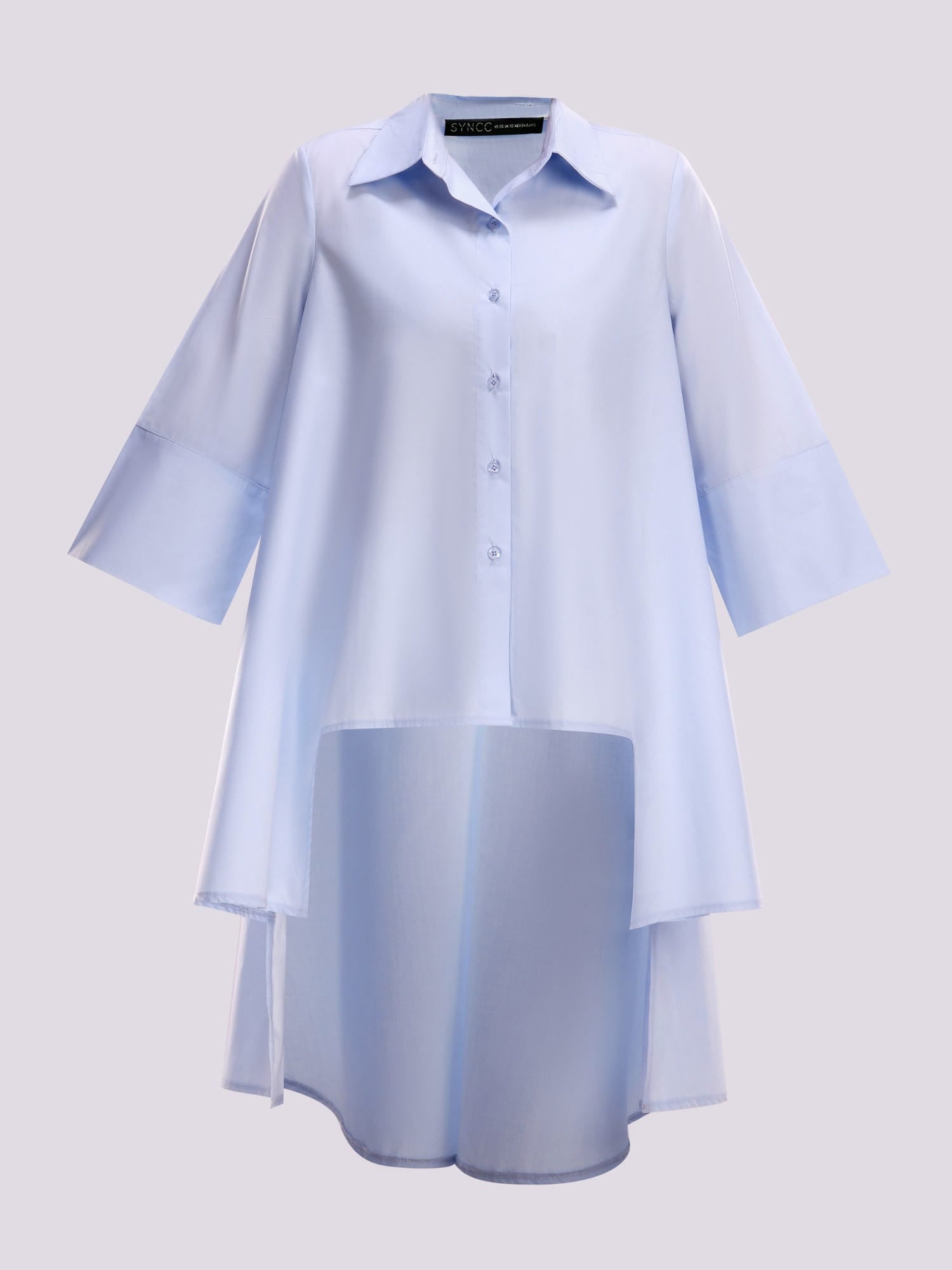 ICE BLUE OVERSIZED ASYMMETRICAL SHIRT
