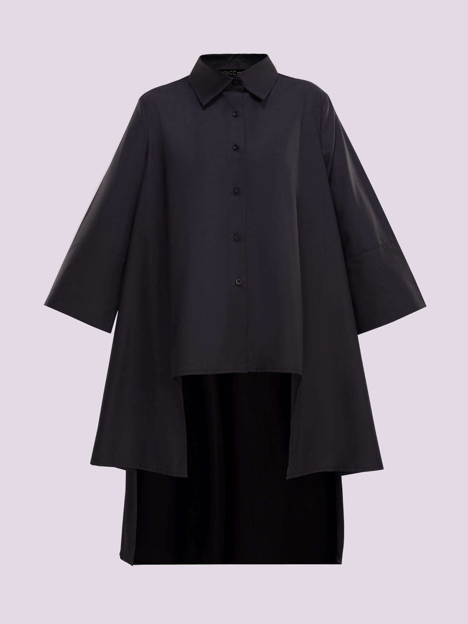 BLACK OVERSIZED ASYMMETRICAL SHIRT