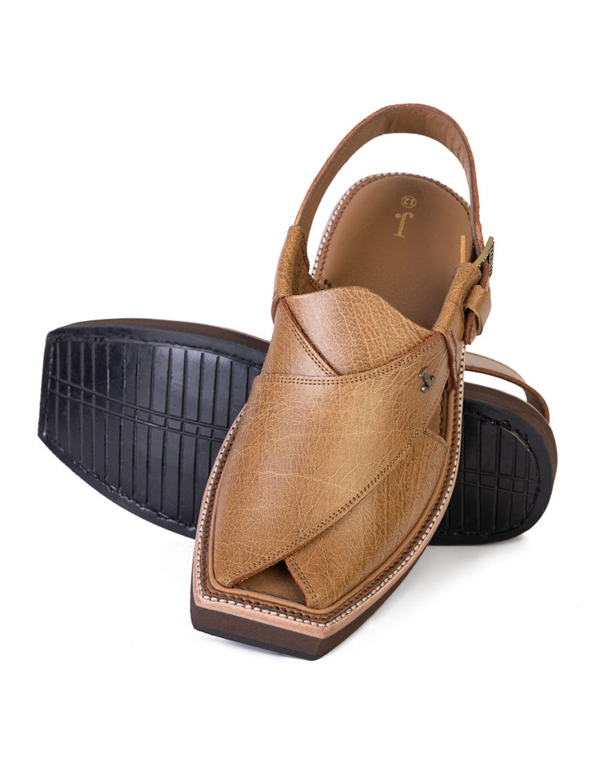 CAMEL BROWN PLAIN PESHAWARI SANDALS