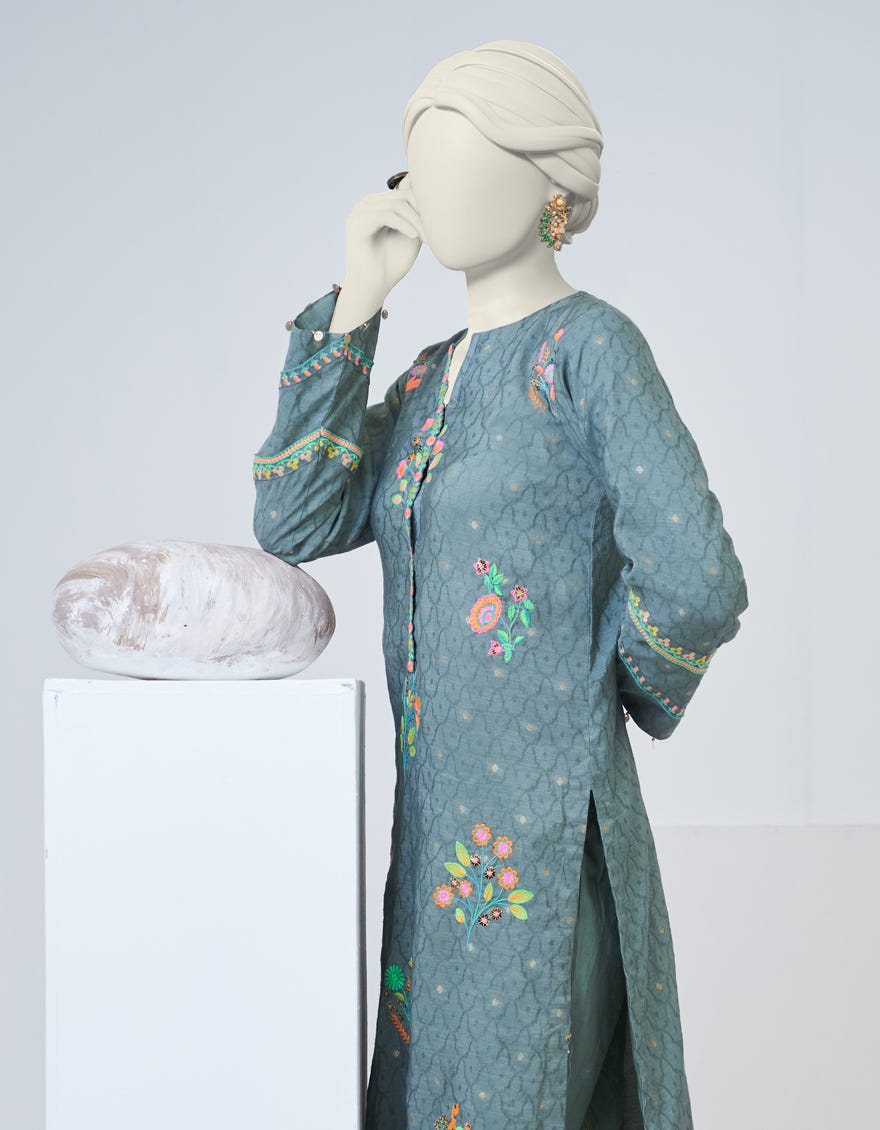 Grey Dyed 2 Piece Stitched Dress | Jjpw-W-Jpw2-23-059