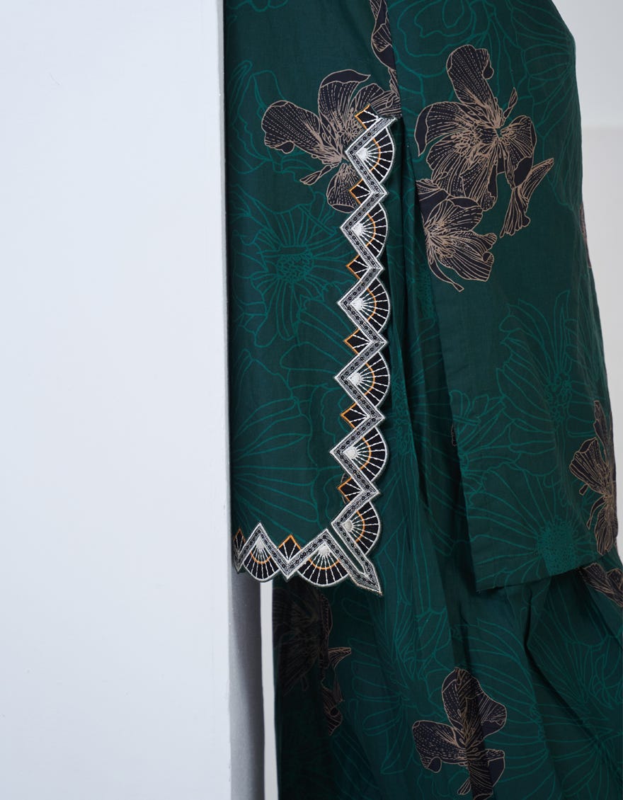 Green Organza 2 Piece Stitched Dress | Jjpw-S-Jpw2-23-062