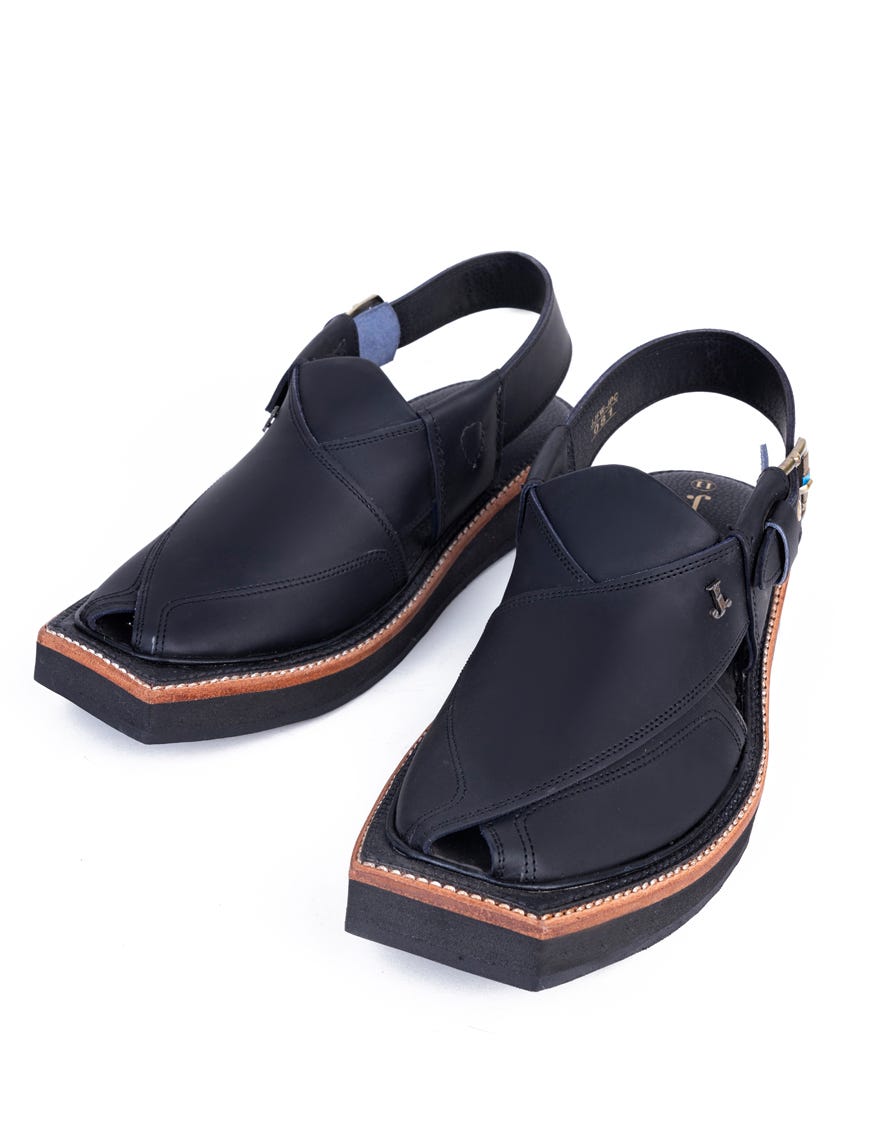 BLACK PLAIN PESHAWARI SANDALS