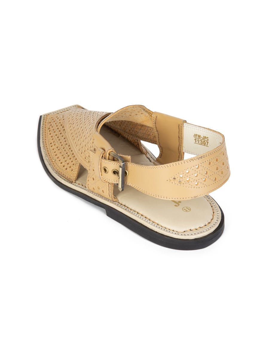 CREAM TEXTURED PESHAWARI SANDALS