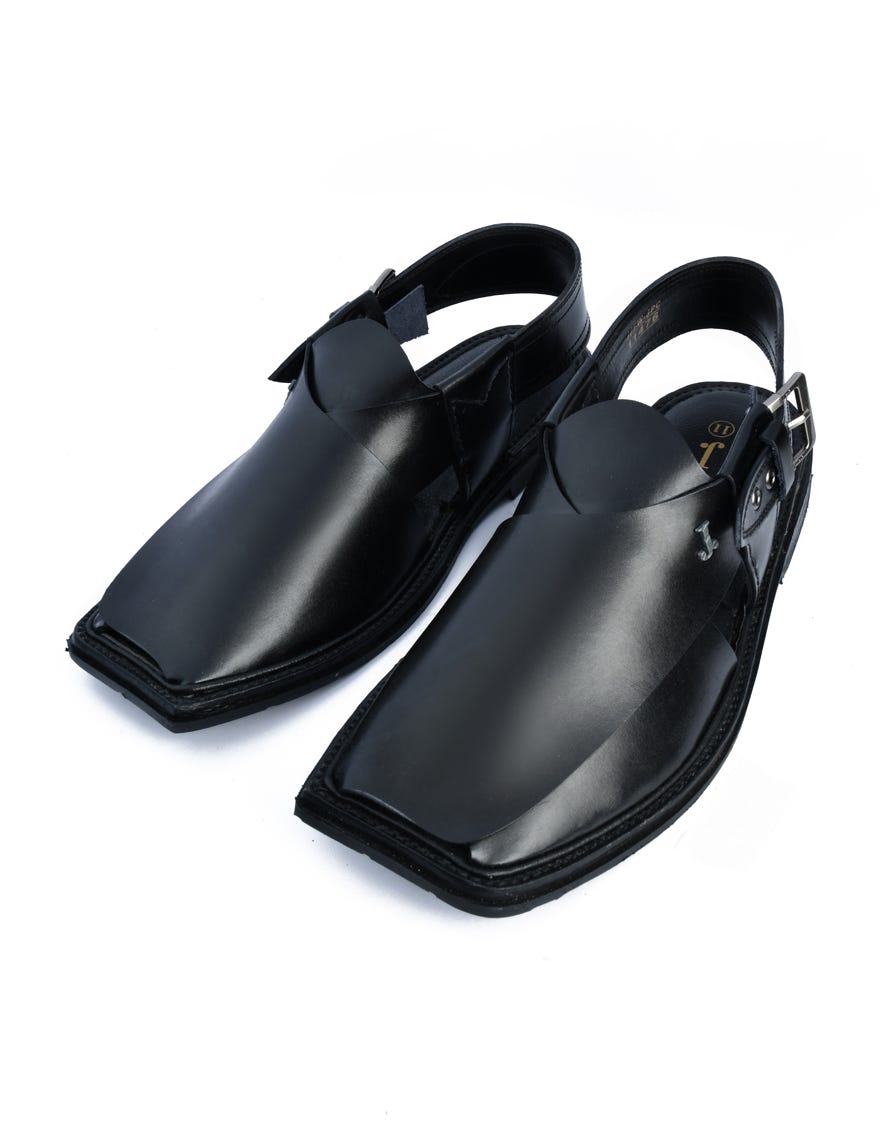 BLACK PLAIN PESHAWARI SANDALS