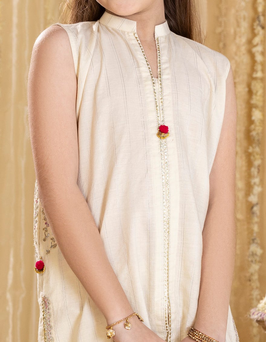 OFF WHITE DOBBY EMBROIDERED 3PC | JGKL-S-JGP-25-1532