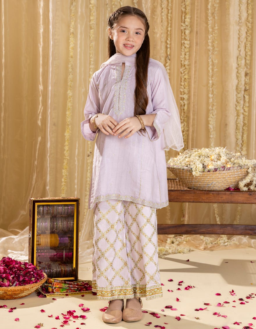 LILAC DOBBY EMBROIDERED 3PC | JGK-S-JGP-25-1533