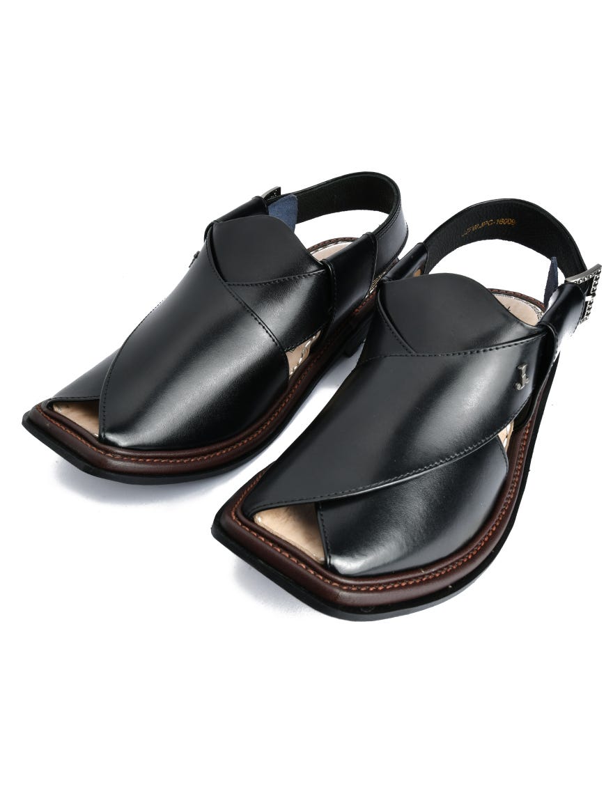 BLACK HIGH CHROME PESHAWARI SANDALS