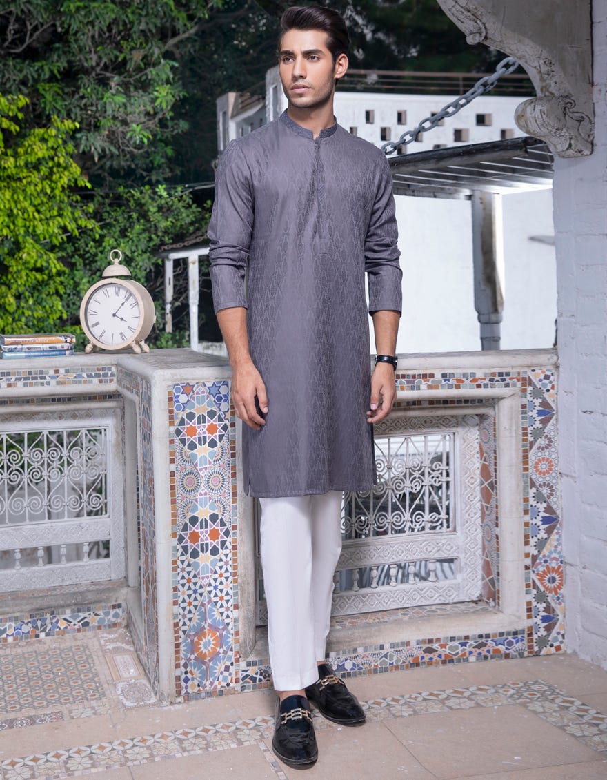 GREY COTTON UNSTITCHED KURTA FABRIC | JJMK-1982