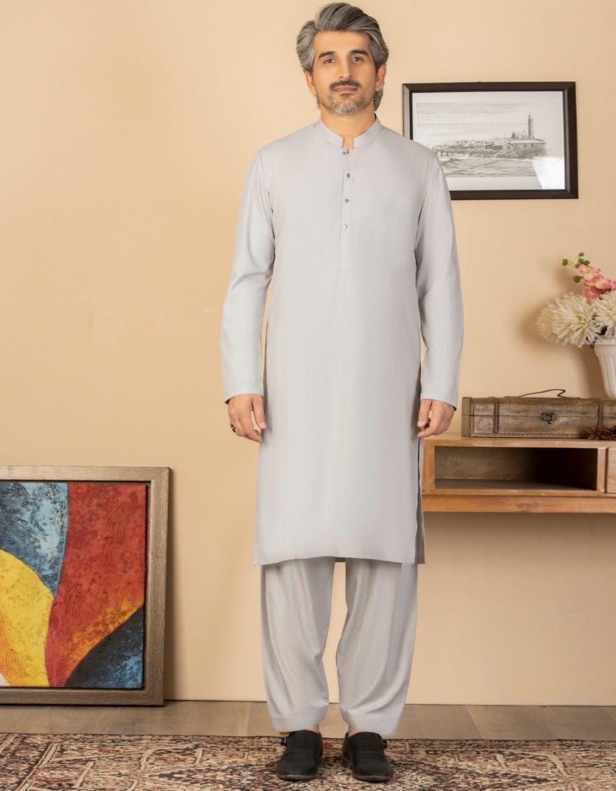 SMOKE GREY UNSTITCHED KAMEEZ SHALWAR FABRIC | JJMS-1991