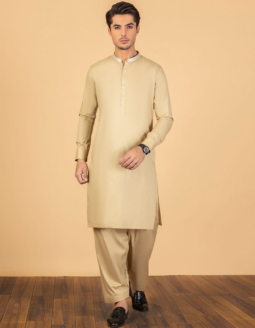 LIGHT OLIVE COTTON UNSTITCHED KAMEEZ SHALWAR FABRIC | JJMS-1995