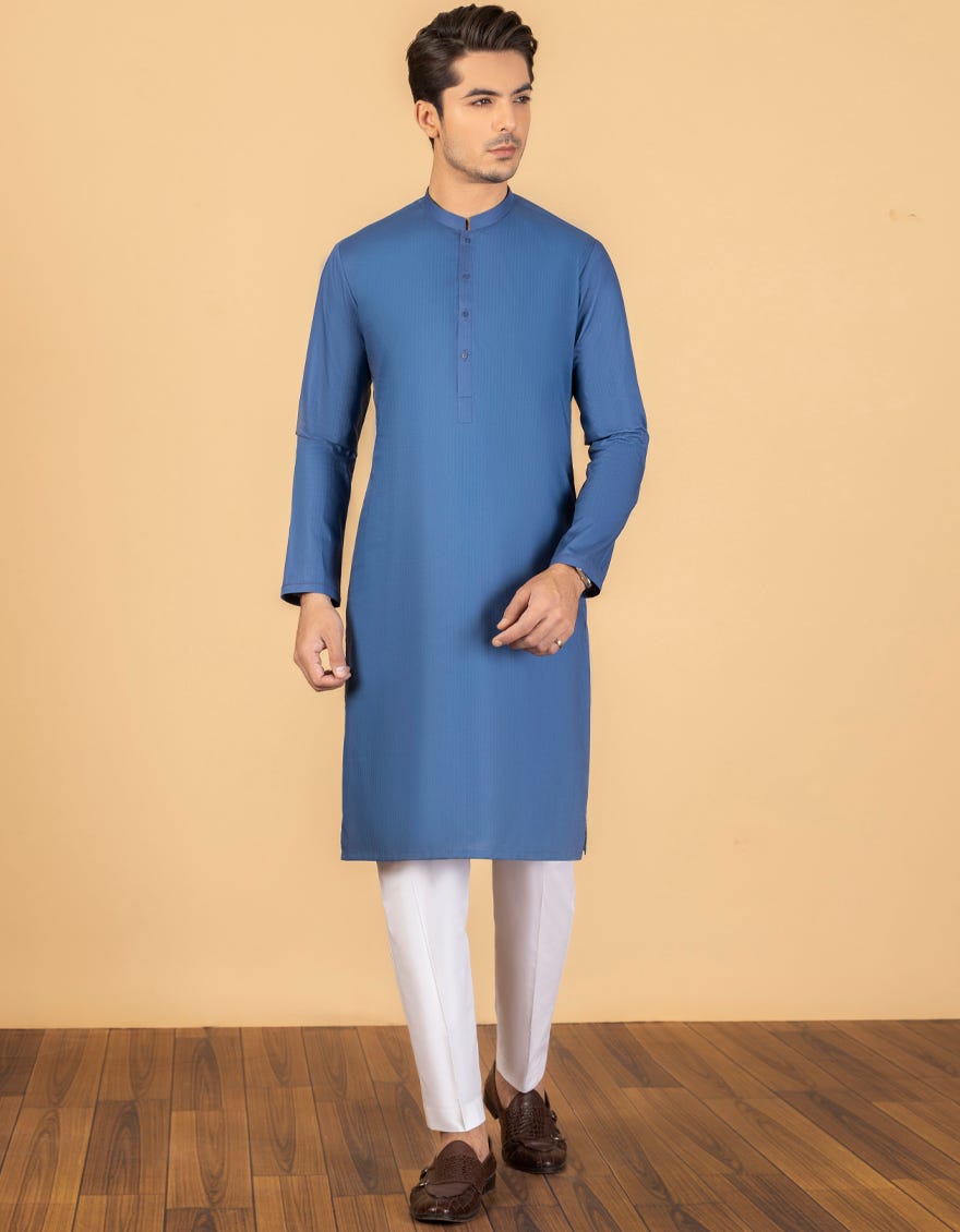 ELECTRIC BLUE COTTON UNSTITCHED KURTA FABRIC | JJMK-1999
