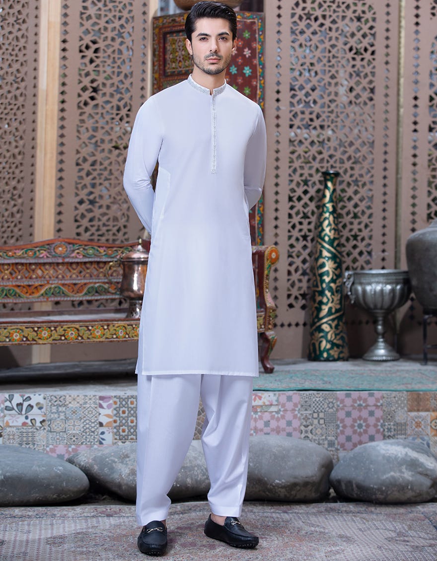 IVORY BLENDED UNSTITCHED KAMEEZ SHALWAR FABRIC | JJMS-2021