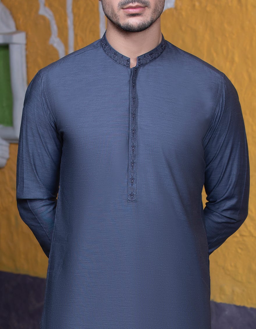 INDIGO COTTON UNSTITCHED KAMEEZ SHALWAR FABRIC | JJMS-2035