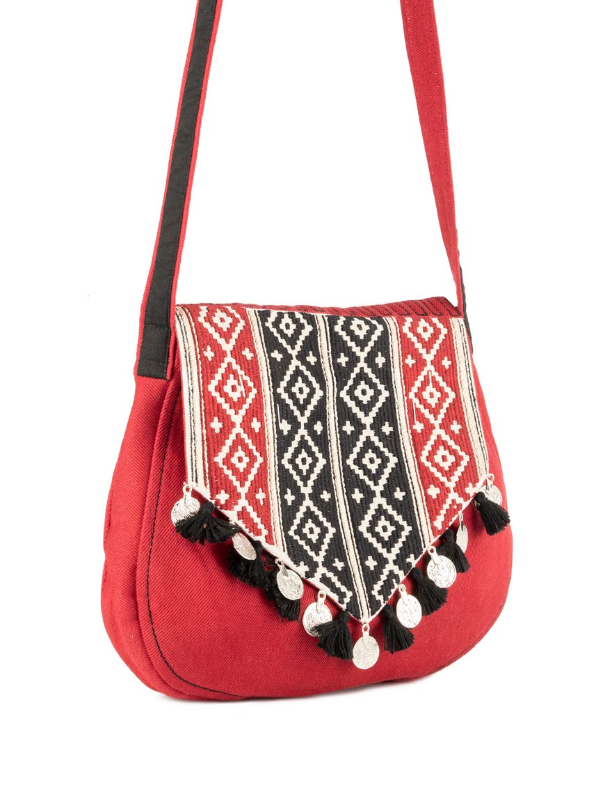 RED TWILL HANDBAG | JJBL-22-034
