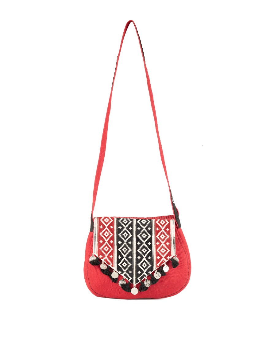 RED TWILL HANDBAG | JJBL-22-034