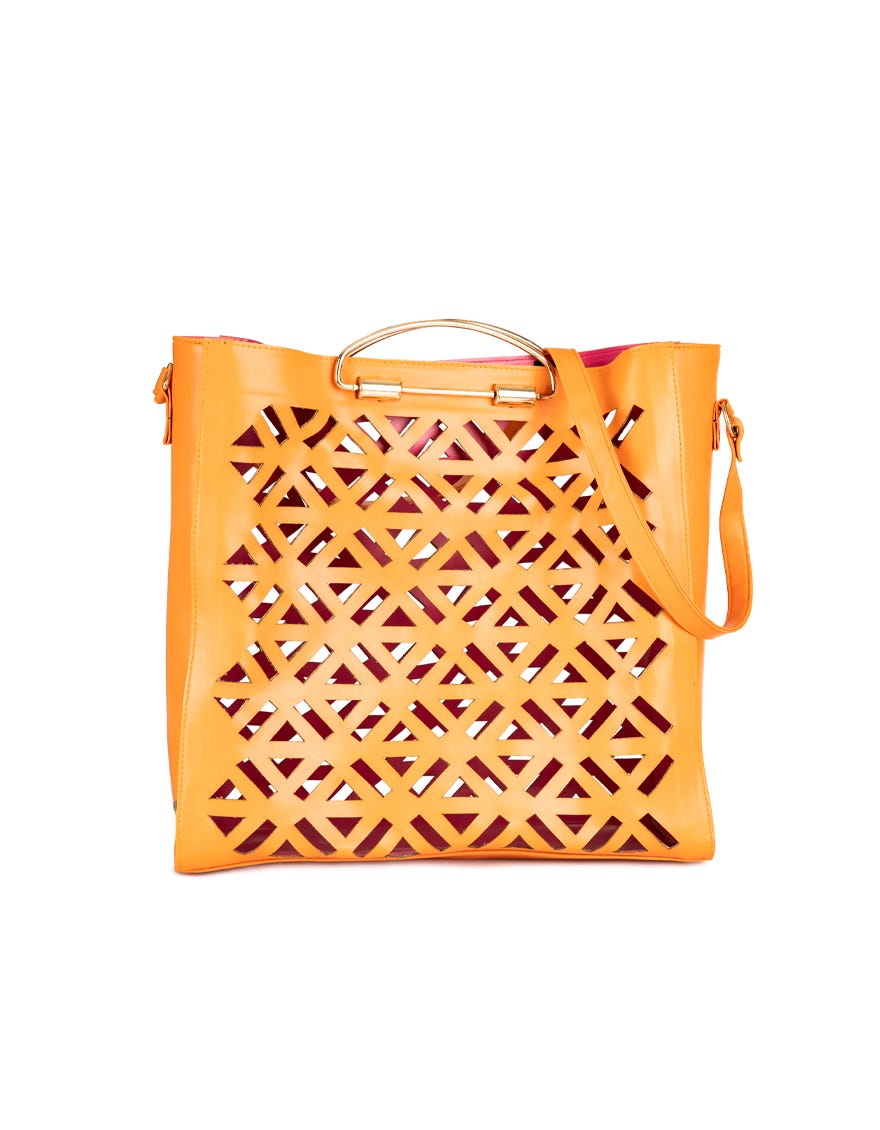 ORANGE REXINE HANDBAG | JJBL-22-044 FB