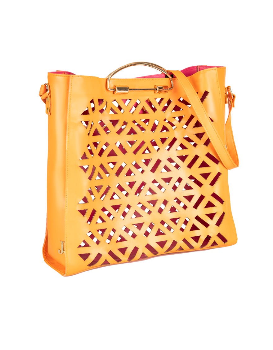 ORANGE REXINE HANDBAG | JJBL-22-044 FB