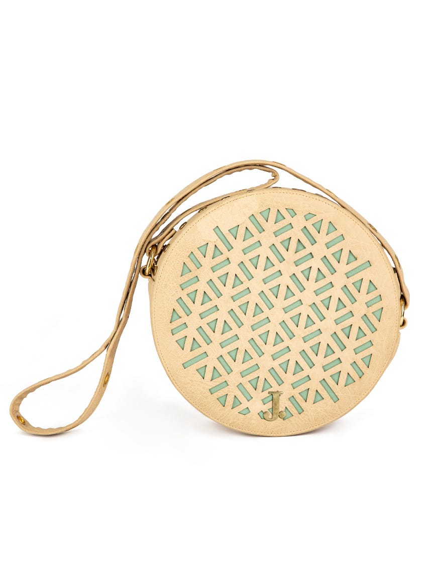 BEIGE-GREEN REXINE HANDBAG | JJBL-22-052 FB